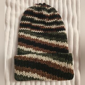 Crooked Striped Knit Beanie